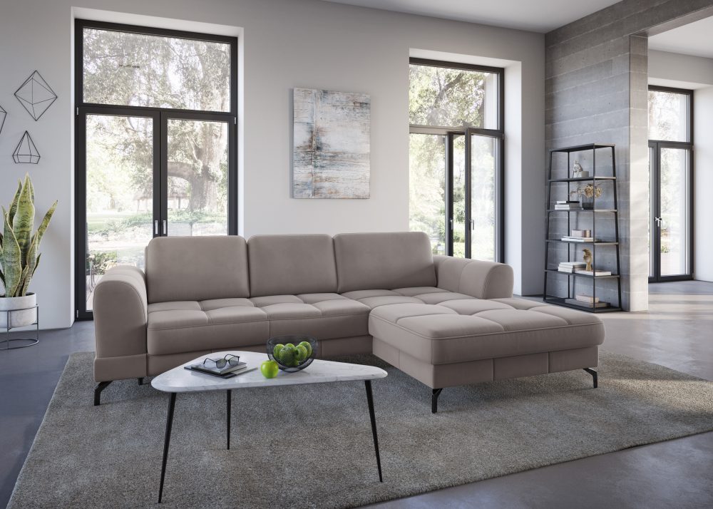 sit&more Ecksofa »Bendigo V«, inklusive Sitztiefenverstellung, Bodenfreiheit 12 cm, wahlweise in 2 unterschiedlichen Fussfarben