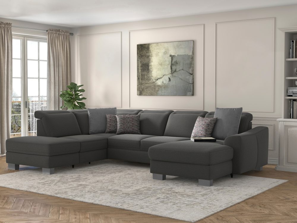 sit&more Wohnlandschaft »Durness«, mit Federkern und hochwertigen Edelstahlfüssen, wahlweise mit Kopfteilverstellung, optional mit Bettfunktion und Stauraum
