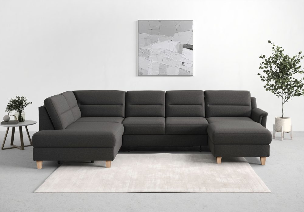 sit&more Wohnlandschaft »Farö«, inklusive Federkern, mit naturfarbenen Füssen, wahlweise mit Bettfunktion und Bettkasten