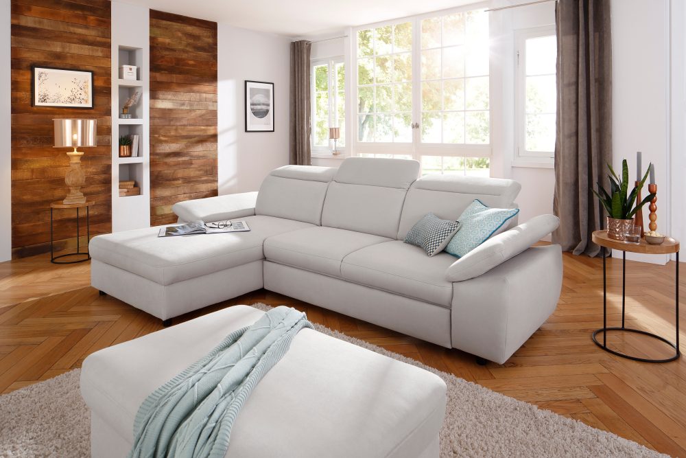 Home affaire Ecksofa »Mauritius«, mit Kopfteil- und Armlehnverstellung, wahlweise mit Bettfunktion und Bettkasten, auch Soft Clean-Bezug
