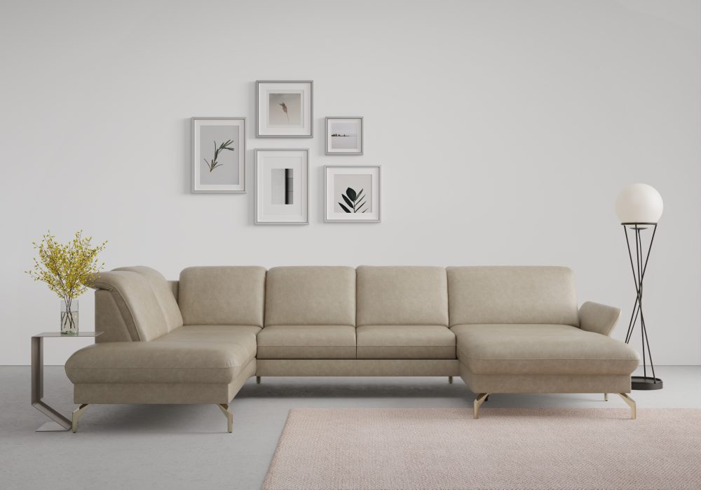 sit&more Wohnlandschaft »Fashion«, wahlweise mit Kopfteilverstellung und Vorziehsitz, motorisch, mit satinierten Nickelfüssen