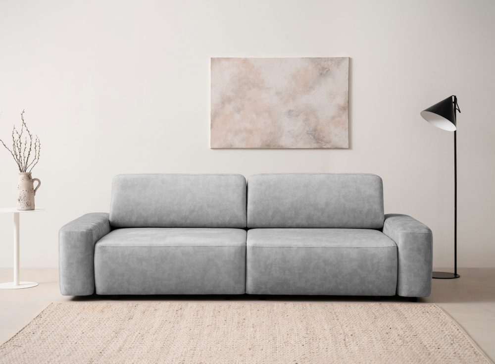 INOSIGN 3-Sitzer »TORGE (257cm), Sofa,Schlafsofa in Cord, Samtvelours, Struktur fein«, rundes Design, Schlaffunktion u. Bettkasten, Liegefläche: 135/200 cm