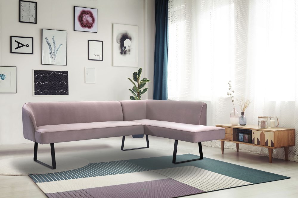exxpo - sofa fashion Eckbank »Americano«, mit Keder und Metallfüssen, Bezug in verschiedenen Qualitäten, Frei im Raum stellbar