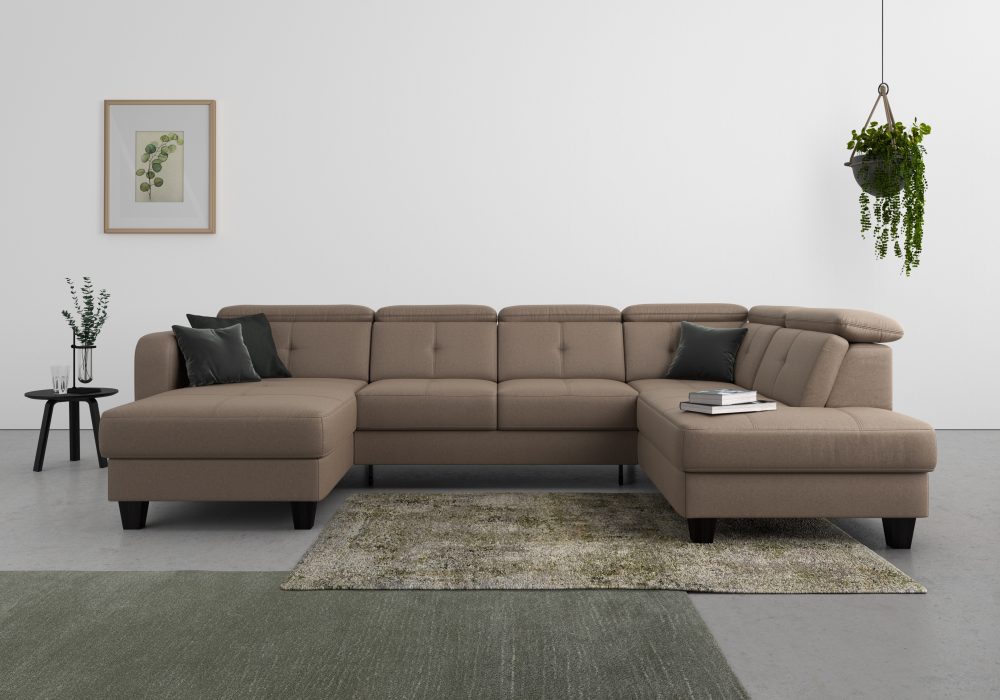 sit&more Wohnlandschaft »Bellucci«, inklusive Kopfteilverstellung und Federkern, wahlweise mit Bettfunktion und Bettkasten