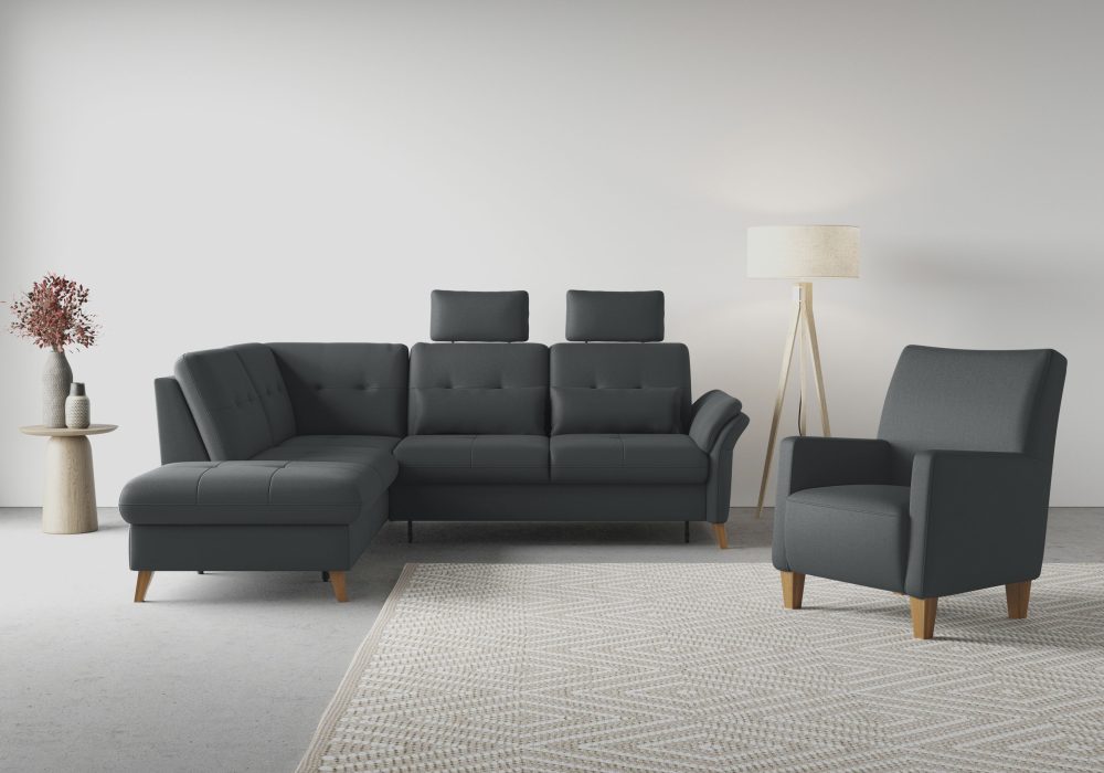 sit&more Ecksofa »Göteborg«, inklusive Sitztiefenverstellung und Federkern, wahlweise mit Bettfunktion und Bettkasten