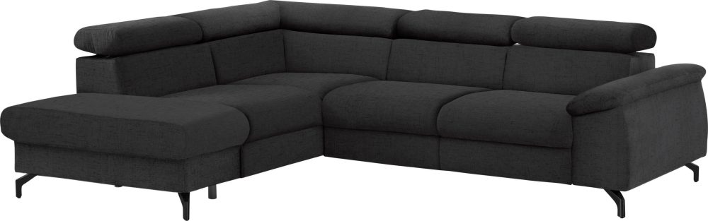 COTTA Ecksofa »Komaris I«, inklusive Kopfteilverstellung, wahlweise Bettfunktion/Bettkasten, eleganter schwarzer Fuss
