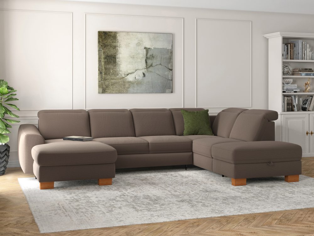 sit&more Wohnlandschaft »Durness«, mit Federkern und hochwertigen Massivholzfüssen, wahlweise mit Kopfteilverstellung, optional mit Bettfunktion und Stauraum