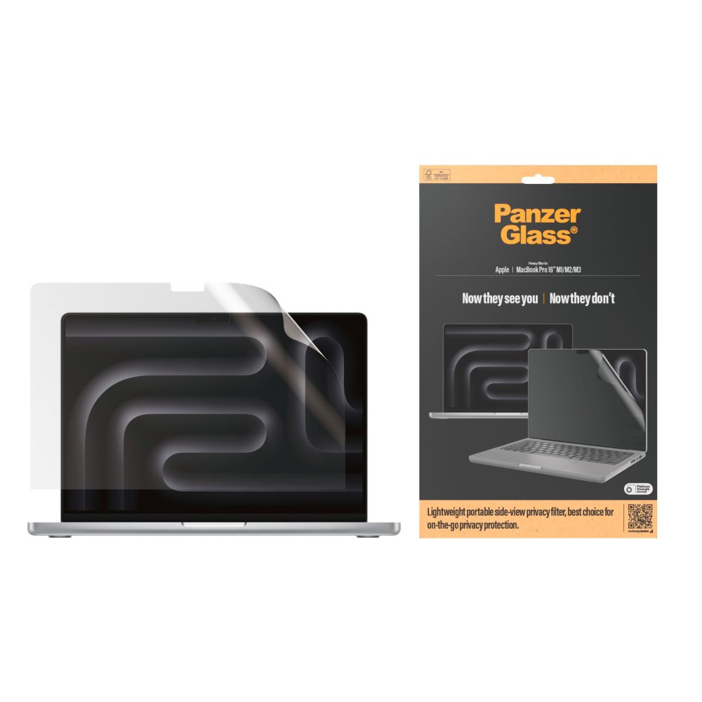 CARE by PanzerGlass Displayschutzfolie »Privacy Filter Screen Protector« für Apple MacBook Pro 16 (M1, M2, M3) Displayschutzglas, Schutzfolie, Bildschirmschutz, kratz- & stossfest