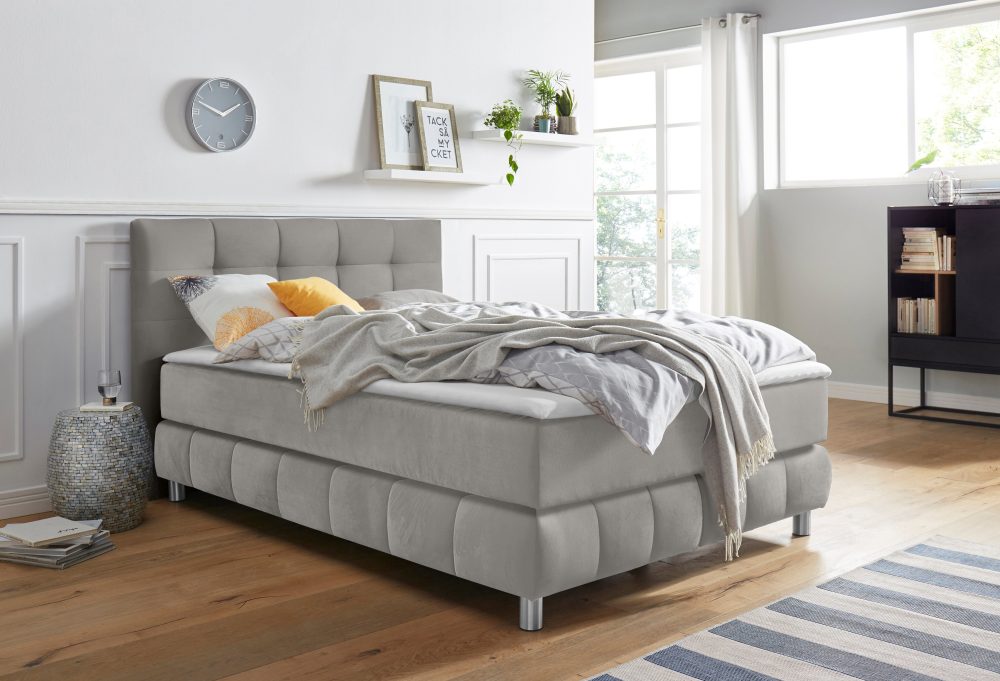 andas Boxspringbett »Salo XXL«, in Samtoptik oder Struktur, 6 Breiten in Überlänge 220cm, 4 Härtegrade
