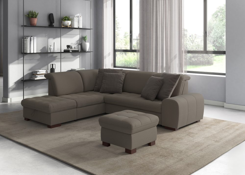 sit&more Ecksofa, wahlweise mit Bettfunktion, Stauraum und Kopfteilverstellung, auch erhältlich in dem besonders leicht mit Wasser zu reinigendem 