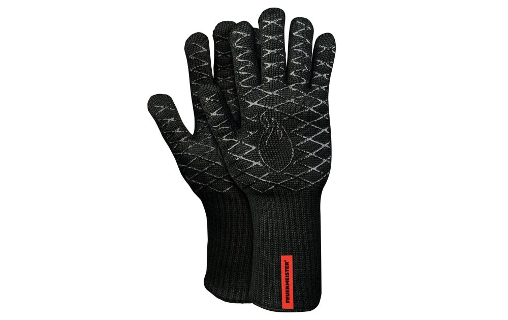 Grill-Handschuhe Premium BBQ aus Aramid/Nomex, Schwarz/ Rot, 2er-Set, Größe 10