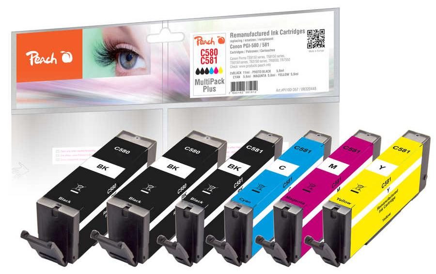 Peach Spar Pack Plus Tintenpatronen kompatibel zu Canon PGI-580, CLI-581