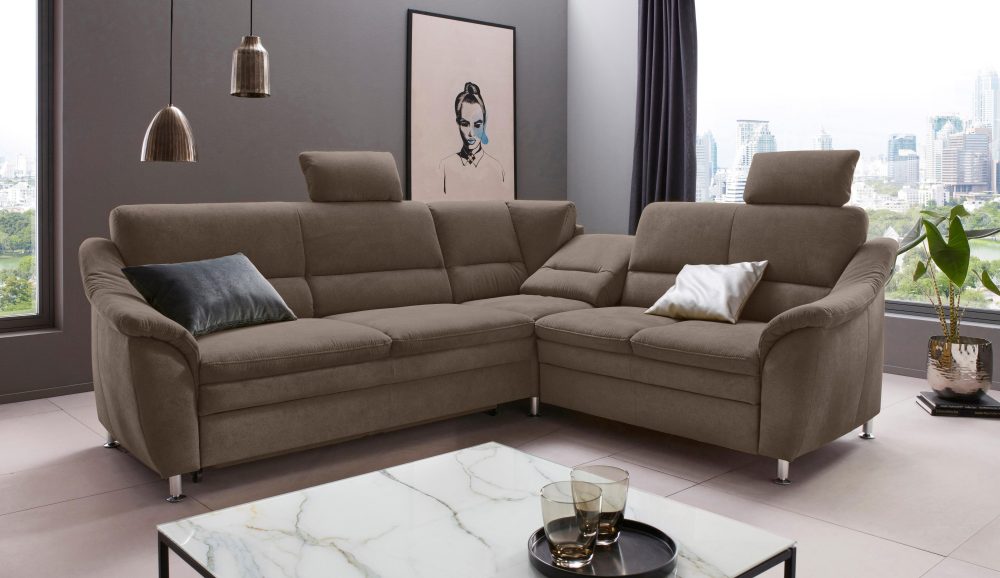 Places of Style Ecksofa »Cardoso«, Federkern, wahlweise mit Bett, Schubkasten, teilweise Relaxfunktion