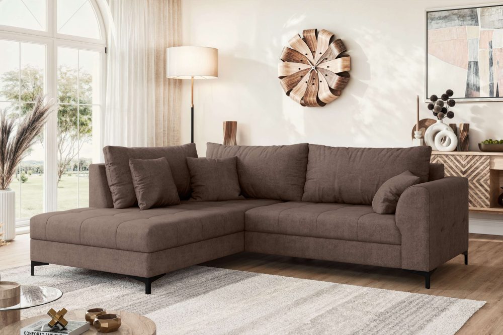 GOODproduct Ecksofa »LEEVKE Design-Sofa mit Ottomane rechts/links bestellbar, Breite 232 cm« in vielen modernen Farben erhältlich, belastbar bis 480 kg