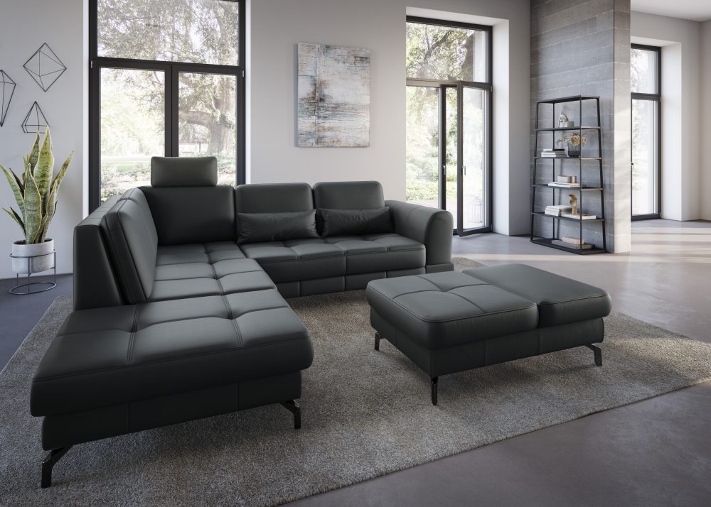 sit&more Ecksofa »Bendigo V«, inklusive Sitztiefenverstellung, Bodenfreiheit 12 cm, wahlweise in 2 unterschiedlichen Fussfarben