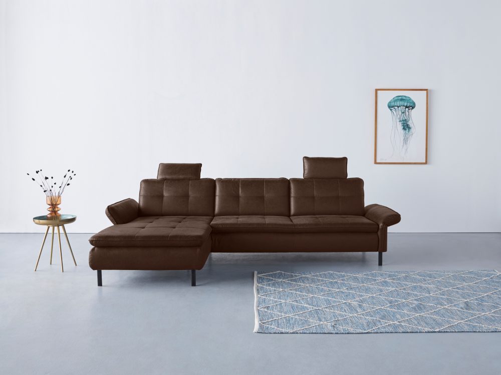 INOSIGN Ecksofa »Birkholm«, incl. Armlehnverstellung, auch in Easy Clean Bezug - mit Wasser zu reinigen