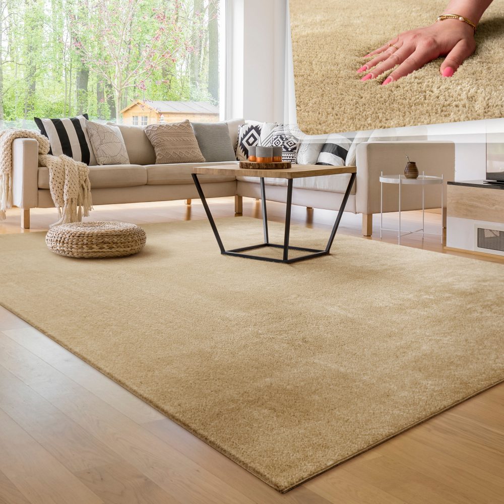 Paco Home Teppich »Cadiz 630«, rechteckig, 18 mm Höhe, besonders weich, Uni-Farben, waschbar, In- und Outdoor geeignet, ideal im Wohnzimmer & Schlafzimmer