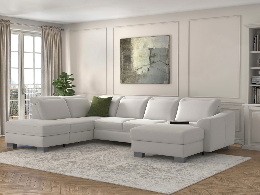 sit&more Wohnlandschaft »Durness«, mit Federkern und hochwertigen Edelstahlfüssen, wahlweise mit Kopfteilverstellung, optional mit Bettfunktion und Stauraum