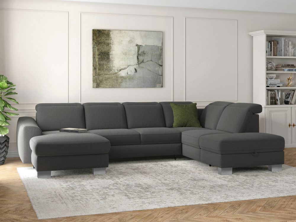 sit&more Wohnlandschaft »Durness«, mit Federkern und hochwertigen Edelstahlfüssen, wahlweise mit Kopfteilverstellung, optional mit Bettfunktion und Stauraum
