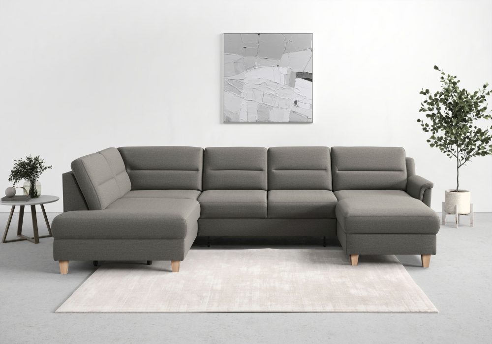 sit&more Wohnlandschaft »Farö«, inklusive Federkern, mit naturfarbenen Füssen, wahlweise mit Bettfunktion und Bettkasten