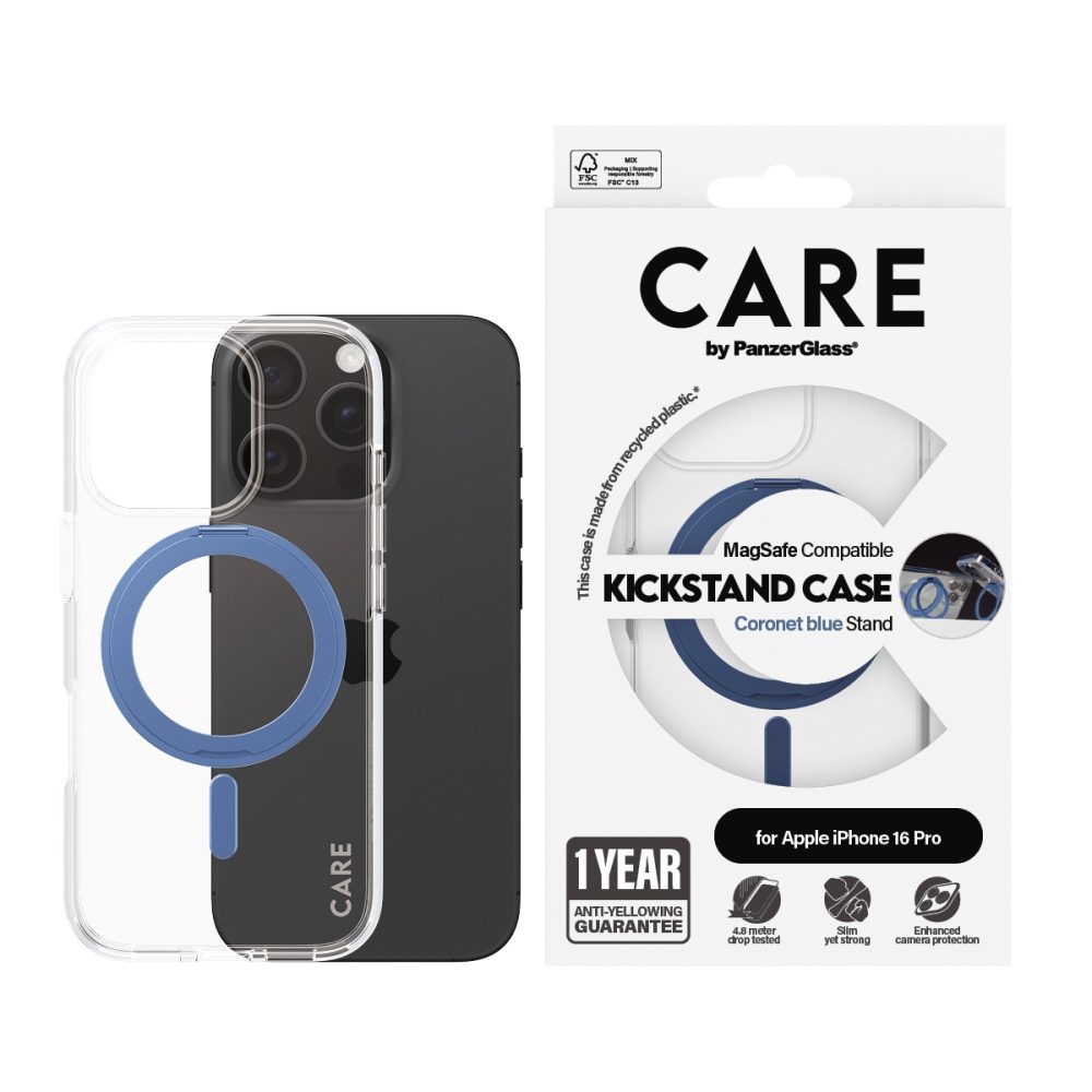 CARE Back Cover Feature Kickstand iPhone 16 Pro Blau
