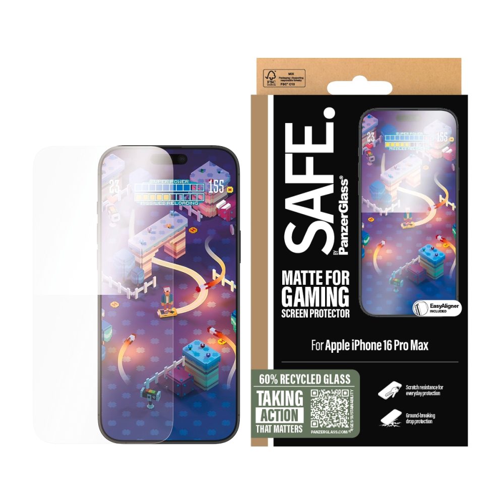 SAFE by PanzerGlass Displayschutzglas »Matte for Gaming Screen Protection« für Apple iPhone 16 Pro Max Displayschutzfolie, Schutzfolie, Bildschirmschutz, kratz- & stossfest