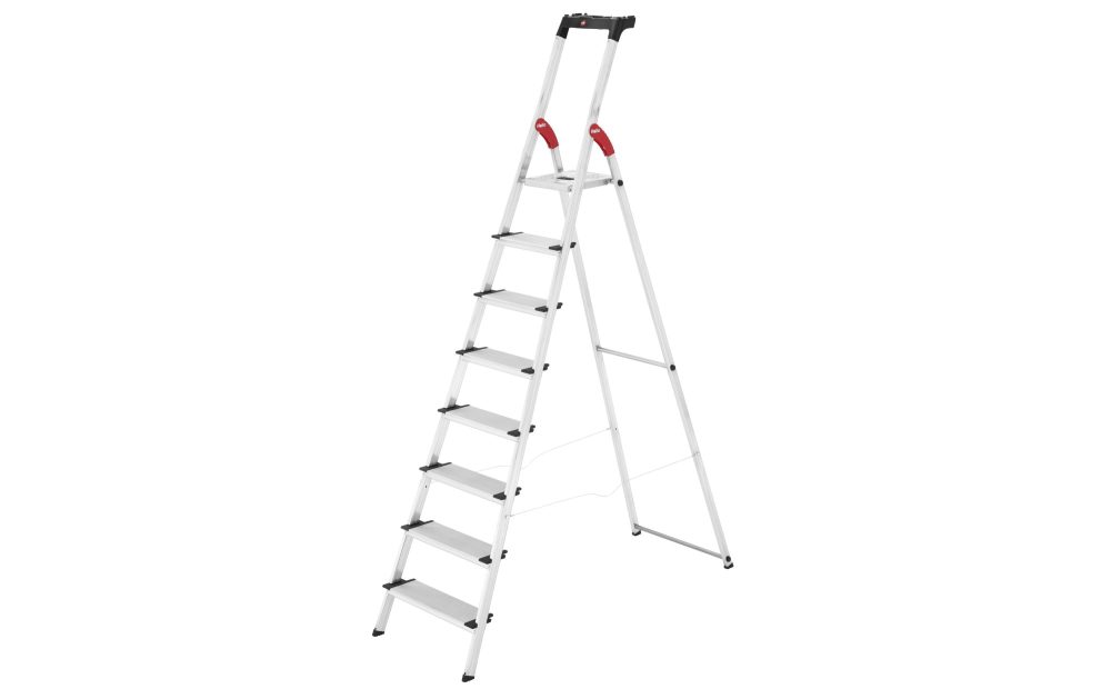 Hailo L80 ComfortLine 8040-807 Aluminium Stufen-Stehleiter inkl. Werkzeugablage Arbeitshöhe (max.): 3.45 m Silber,