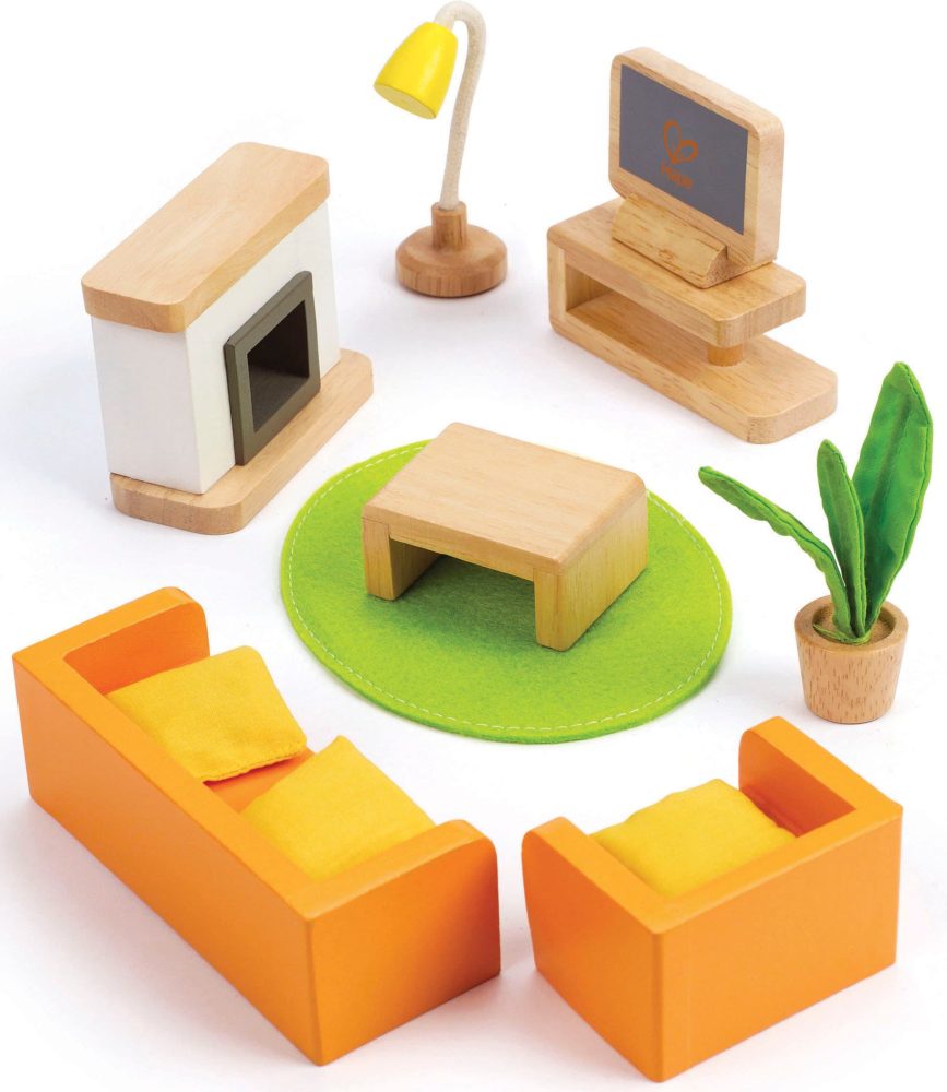 Hape Wohnzimmer 9-teilig aus Holz in bunt