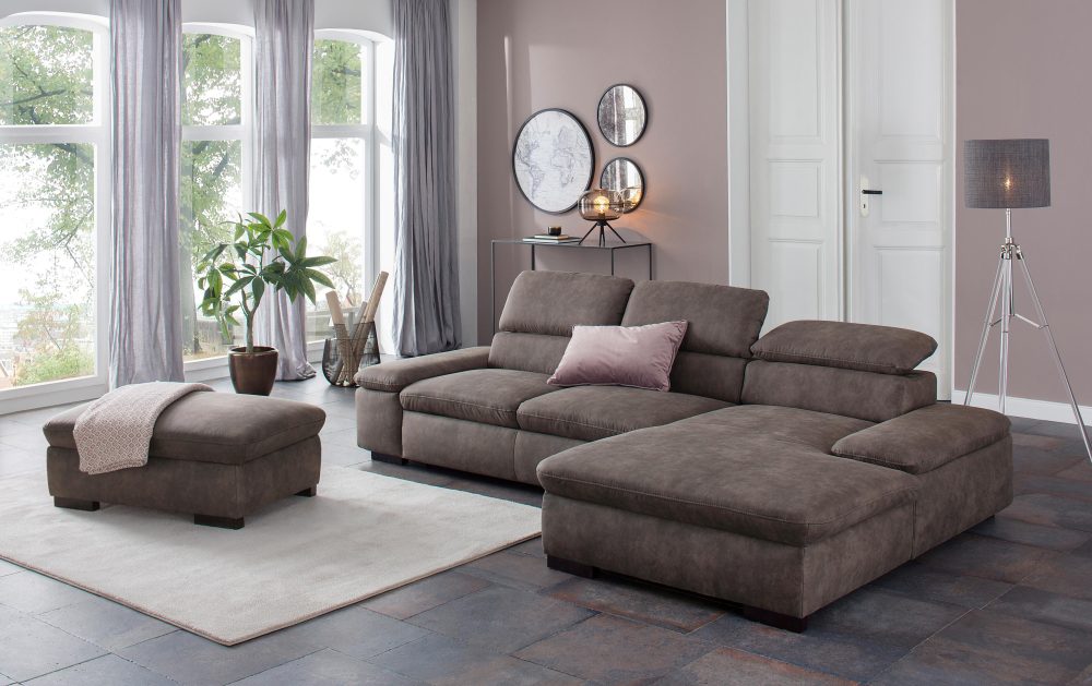 Home affaire Ecksofa »Alberto«, inklusive Kopfteilverstellung, mit Recamierenabschluss