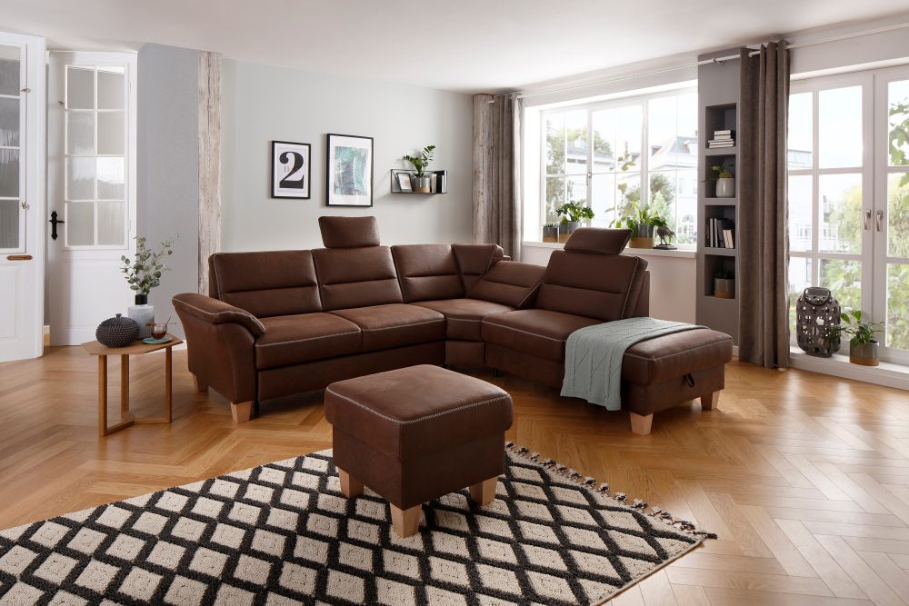 Home affaire Ecksofa »Soleo«, komfortabel durch Trapezecke mit Relaxfunktion, auch mit Bettfunktion und Stauraum, Federkern