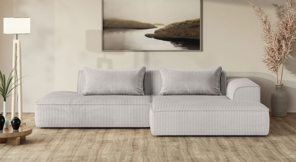 exxpo - sofa fashion Ecksofa »Billund modernes Designsofa, bequem und elegant, Breite 294cm, L-Form« modern, L-form, Wellenfedern, inklusive 2x Nierenkissen
