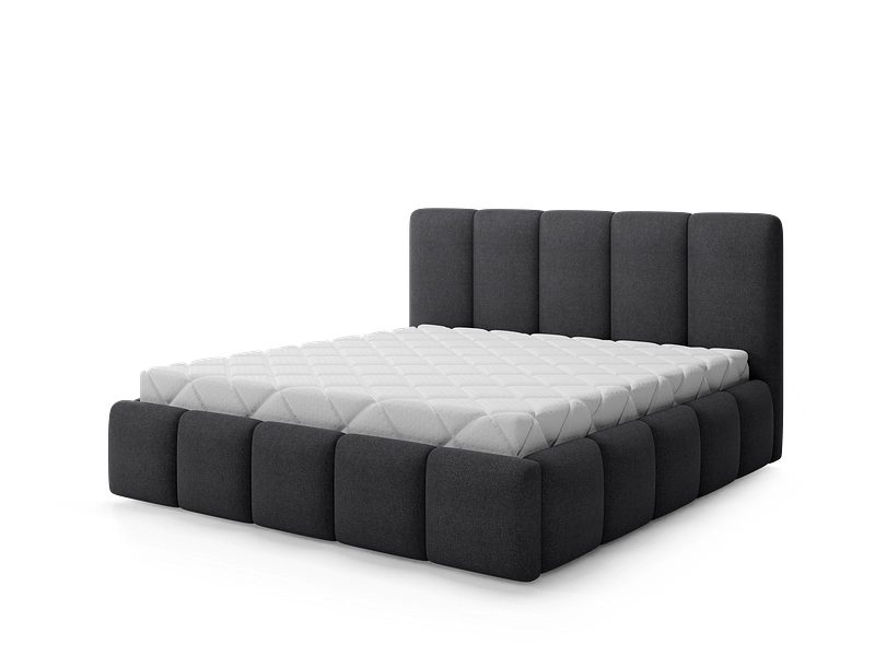 Bett ELTAP EDVIGE 140x200cm stoff / geflochten dunkelgrau