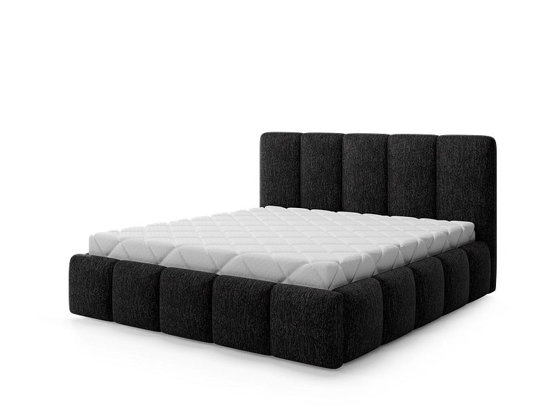 Bett ELTAP EDVIGE 160x200cm stoff / geflochten schwarz