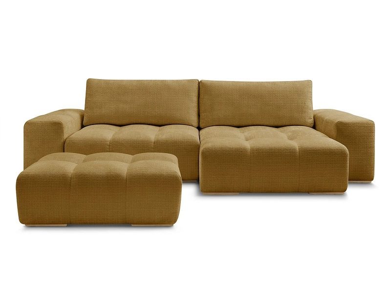 Ecksofa mit Hocker BOBOCHIC ANAKIN Stoff mit Textur gelb