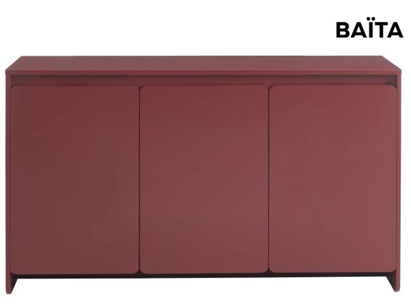 Sideboard BAÏTA AKKA 3 Türen 39.5x140x80cm bordeau lackiert / matt