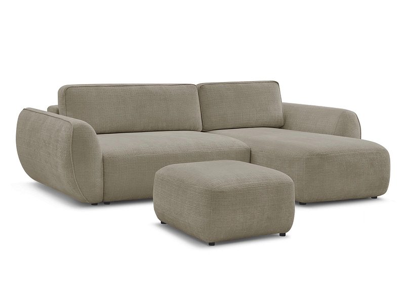 Ecksofa mit Hocker BOBOCHIC DENISE Stoff mit Textur taupe