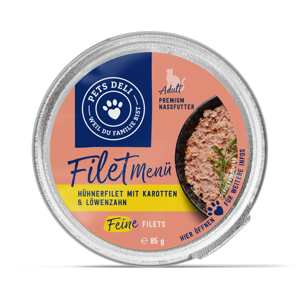 Premium Nassfutter für Katzen - Hühnerfilet - 12x85g - von Pets Deli