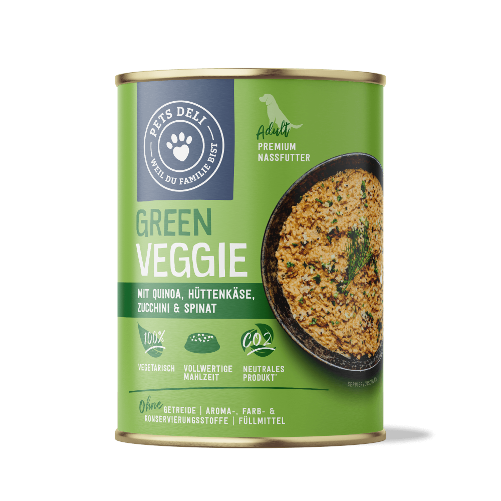 Nassfutter Green Veggie mit Hüttenkäse, Zucchini, Quinoa und Spinat für Hunde - 6x400g
