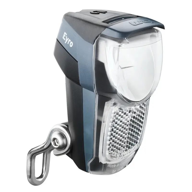 Busch + Müller Lumotec IQ Eyro Akku-Frontscheinwerfer für Gabelmontage schwarz-silber 2019 Velobeleuchtung