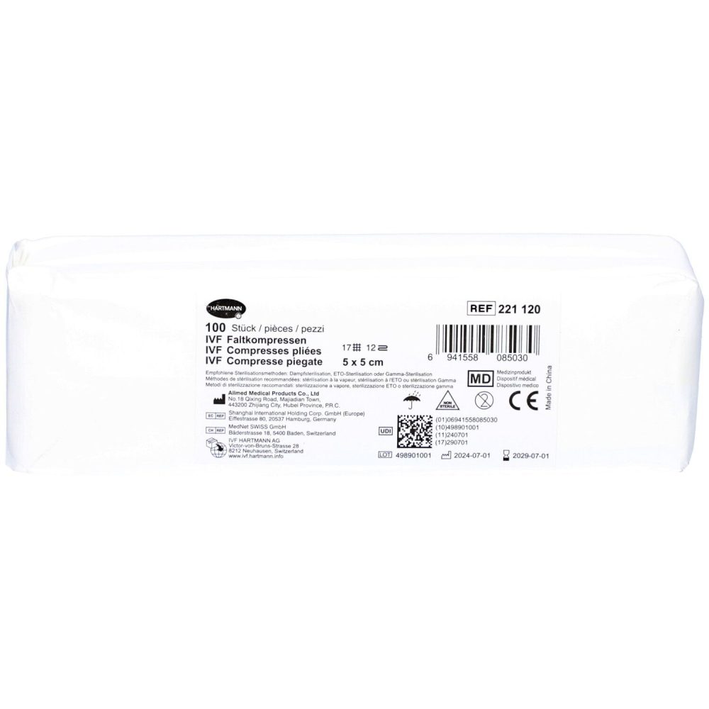 IVF Faltkompresse Typ 17 5x5cm 12 fach (100 Stück)