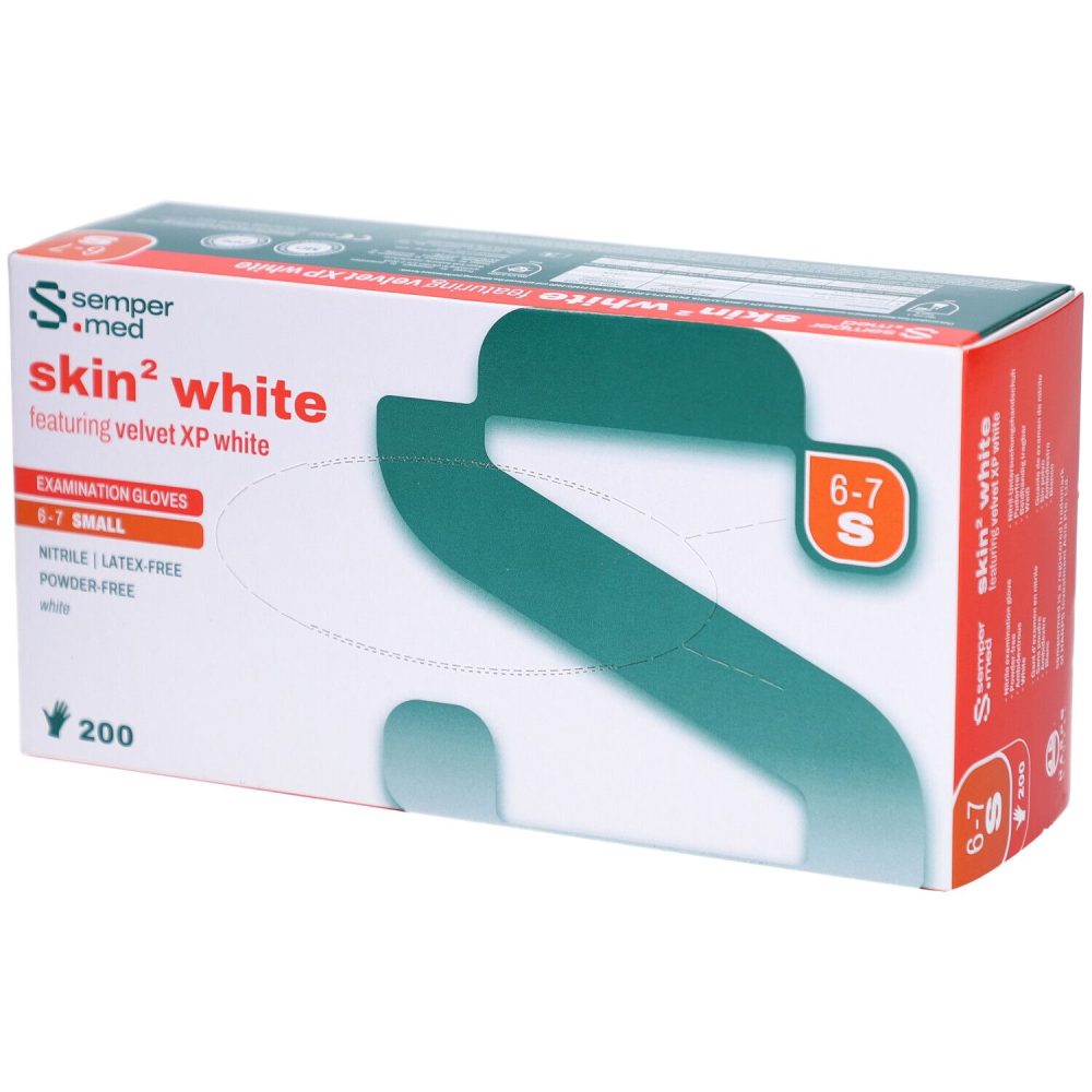 Sempermed Skin2 White Untersuchungshandschuhe aus Nitril ? latexfrei ? Größe 6-7 Small