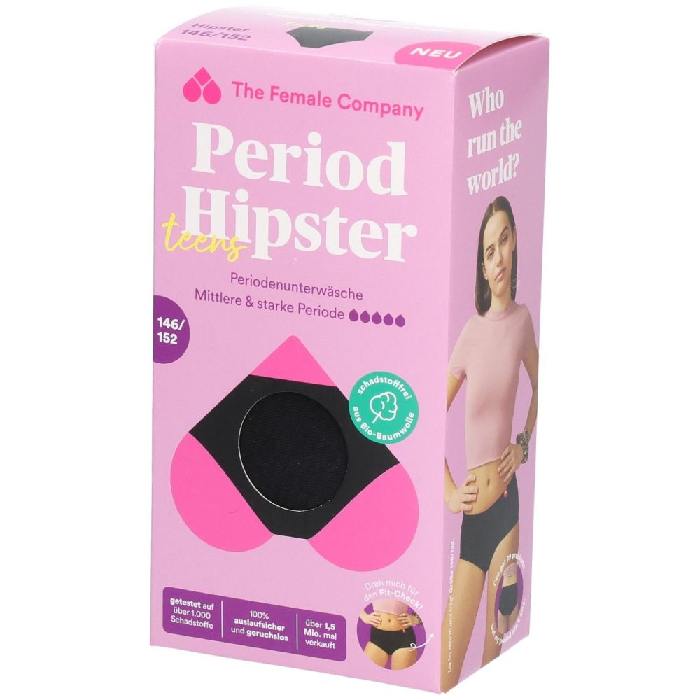 THE Female Company Menstruationsslip ? Hip Tee ? Baumwolle ? Schwarz ? 146?152