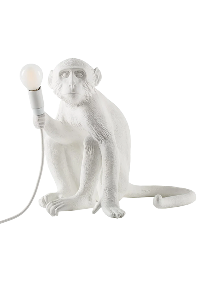 Seletti-Affenlampe, Sitzend, Weiß
