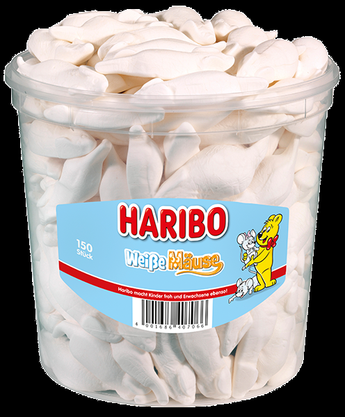 Haribo Weisse Mäuse 150er 150 Schaumzucker-Mäuse