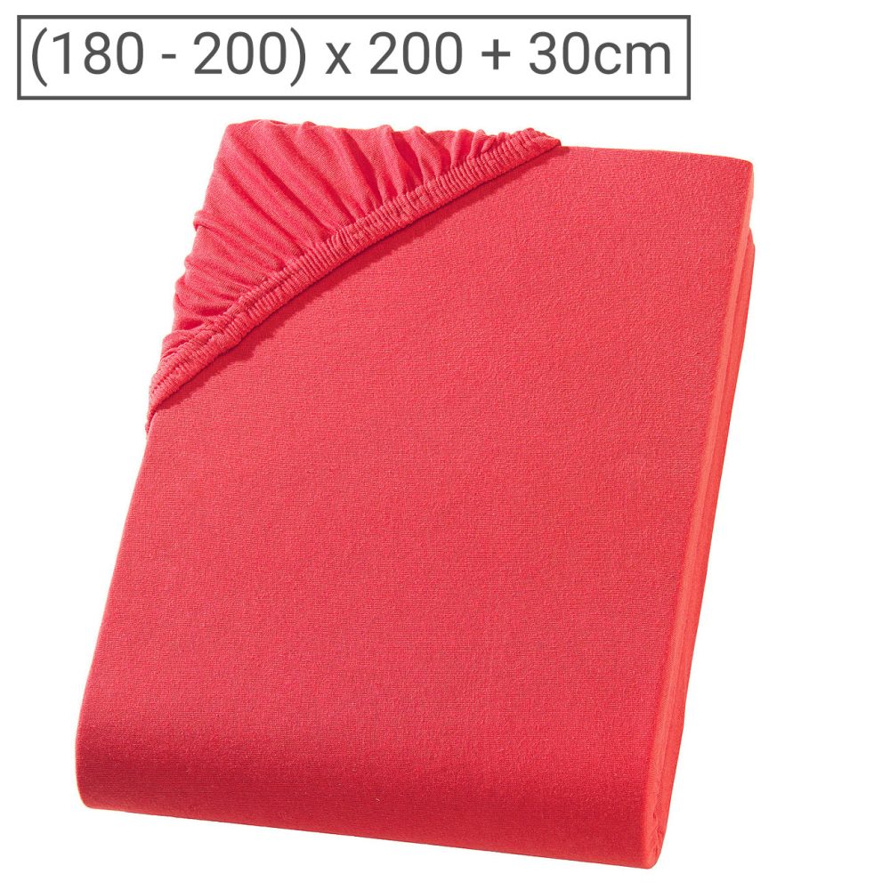 Doppelbett Qualitäts-Jersey Fixleintuch, Übergrösse, rot