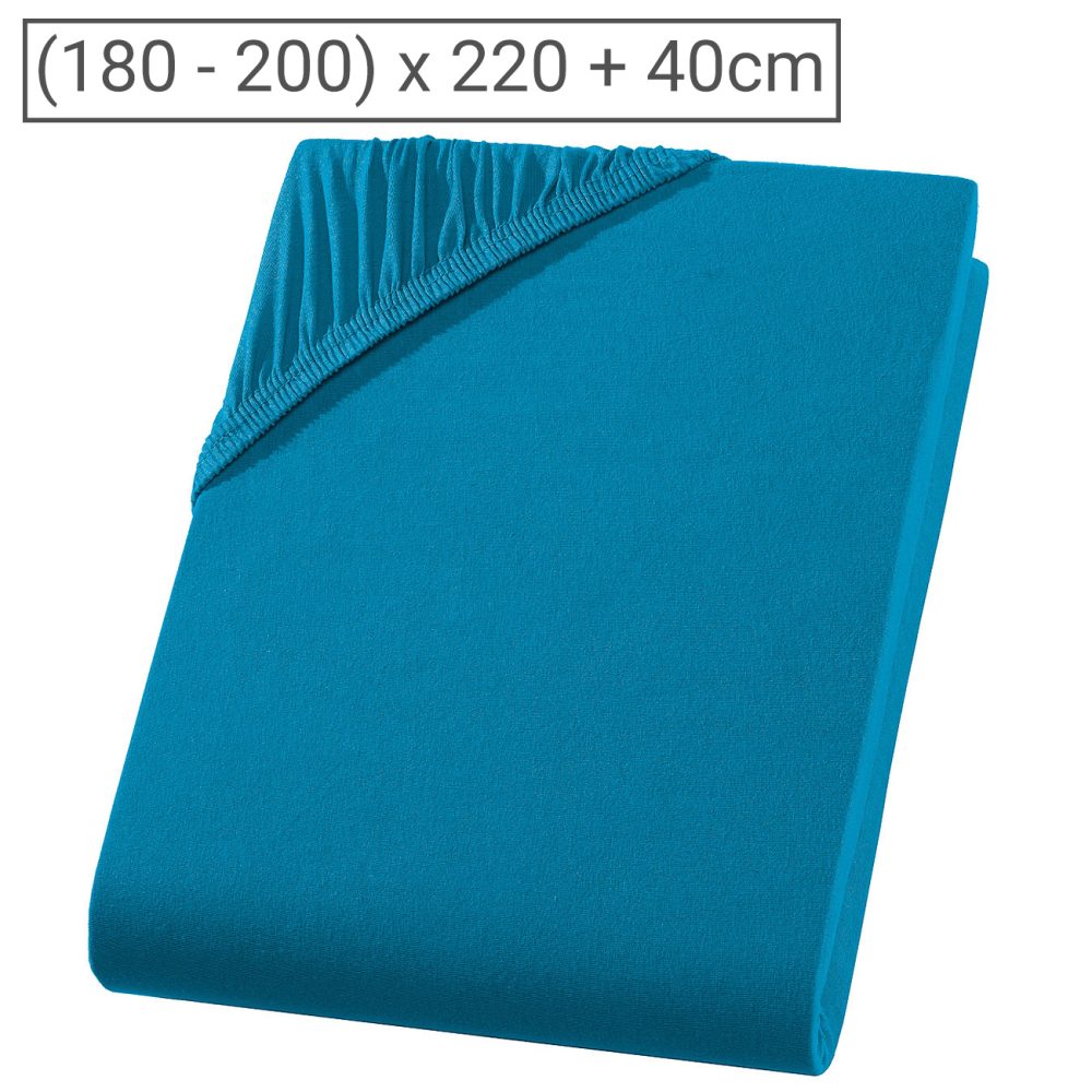 PREMIUM, Wasserbett/Boxspringbett Qualitäts-Jersey Fixleintuch, petrol