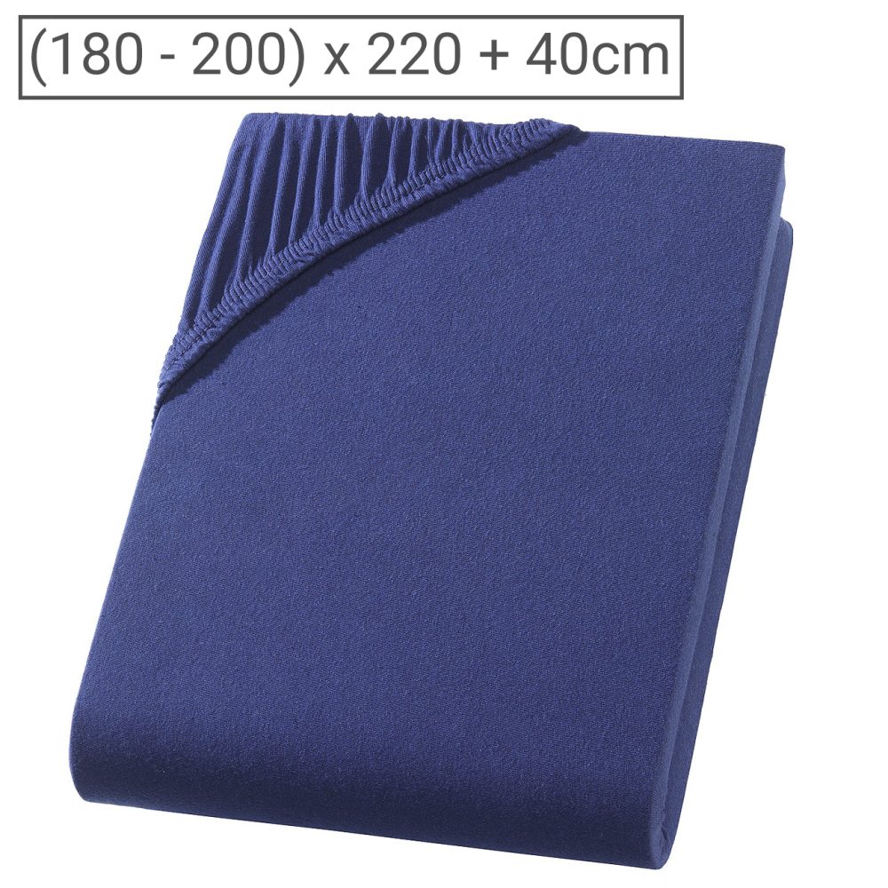 PREMIUM, Wasserbett/Boxspringbett Qualitäts-Jersey Fixleintuch, navy