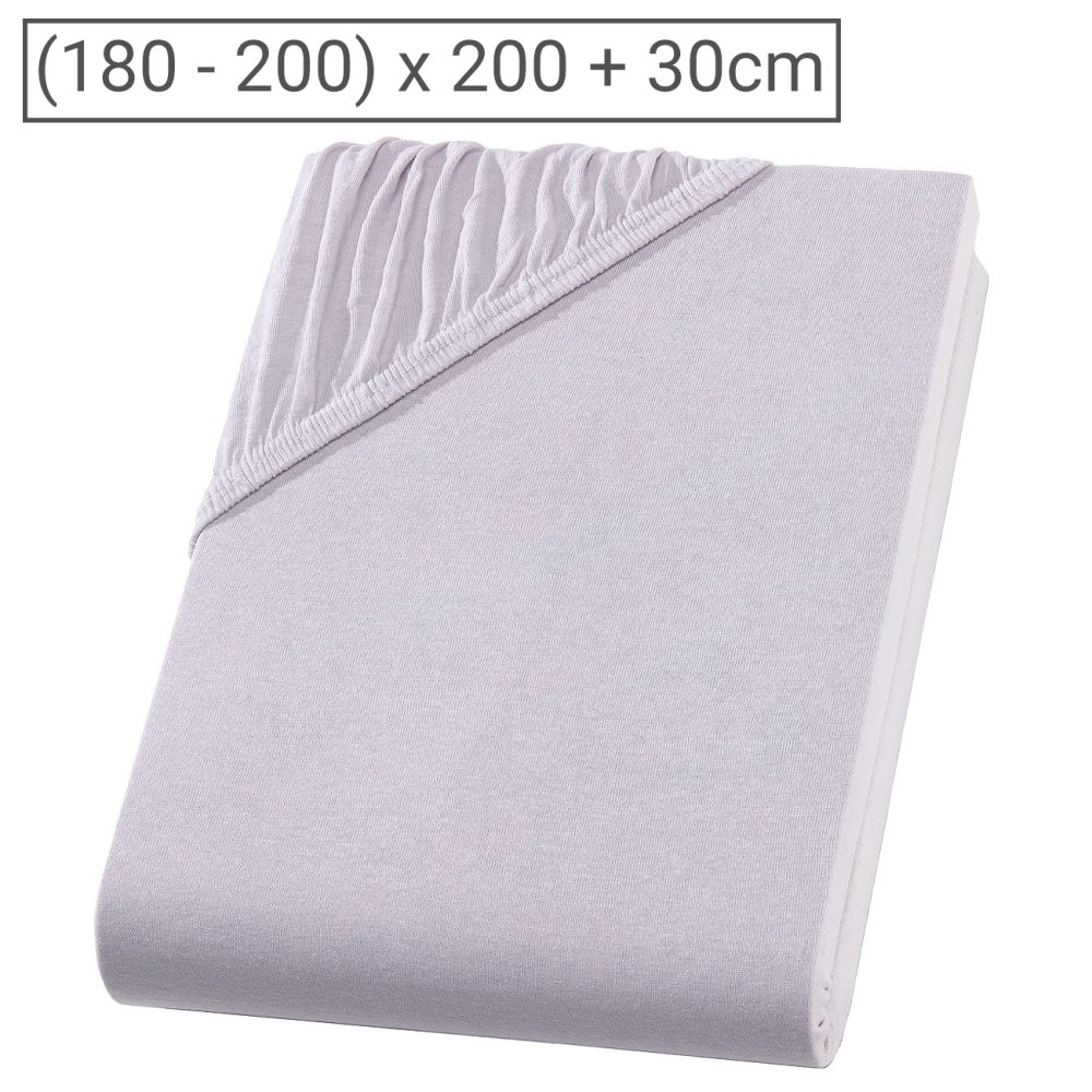 PREMIUM, Doppelbett Qualitäts-Jersey Fixleintuch, Übergrösse, silber