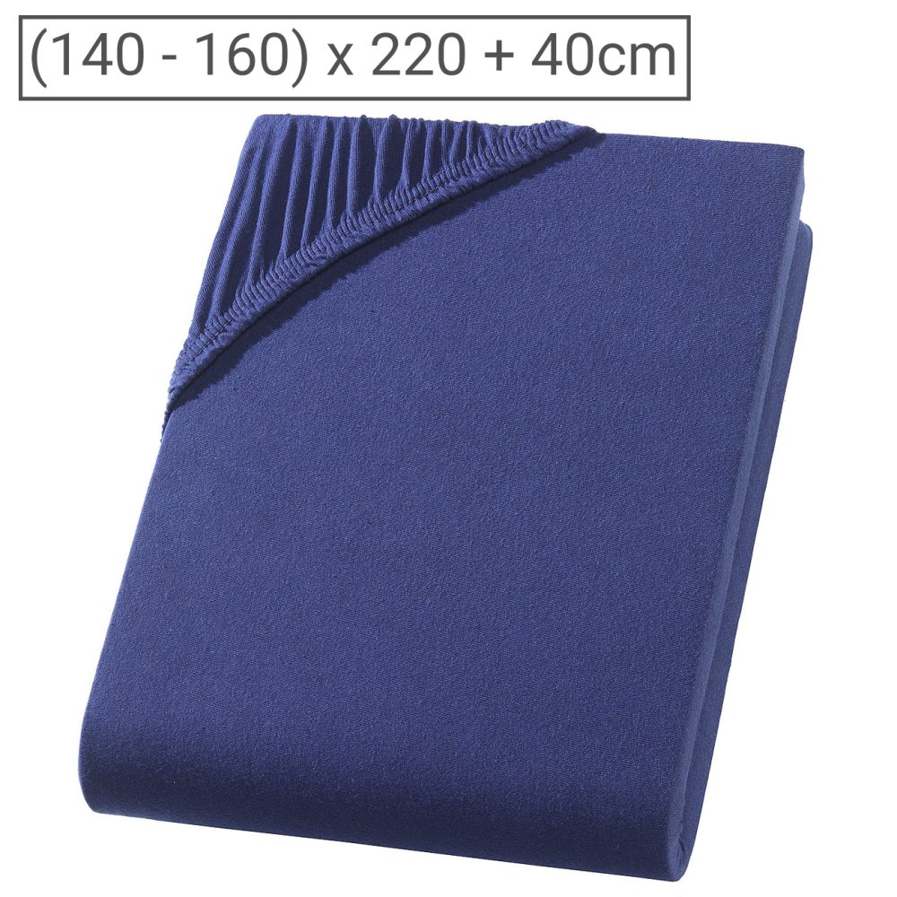PREMIUM, Wasserbett/Boxspringbett Qualitäts-Jersey Fixleintuch, navy