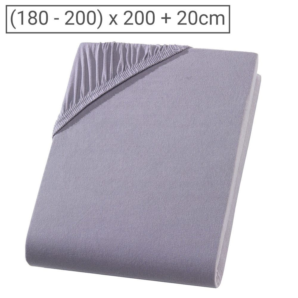 Topper Übergrösse Premium Qualitäts-Jersey Fixleintuch, grau, 200 x 200 cm